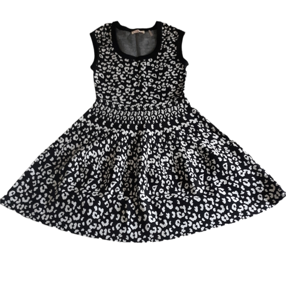 Rebecca Taylor Leopard Print Dress Womens Size Medium Knit Fit And Flare